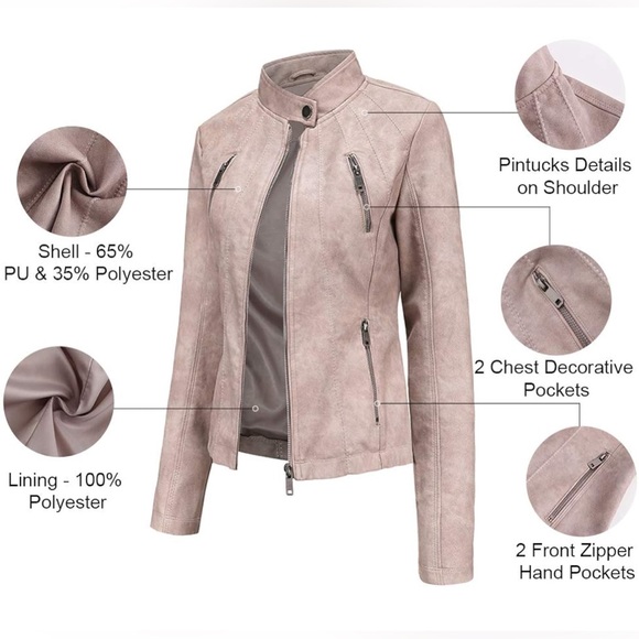 Faux Leather Cropped Jacket Women - Picture 3 of 4